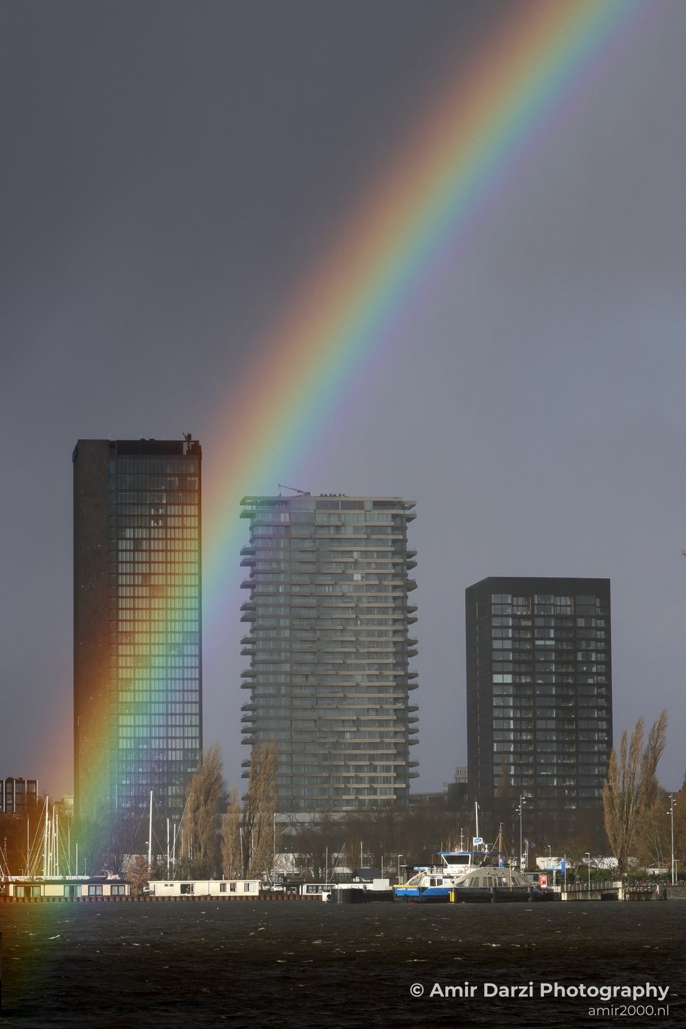 Amsterdam Noord Double Rainbow by Waterfront Urban View Fall Netherlands Cityscape in Amsterdam Netherlands