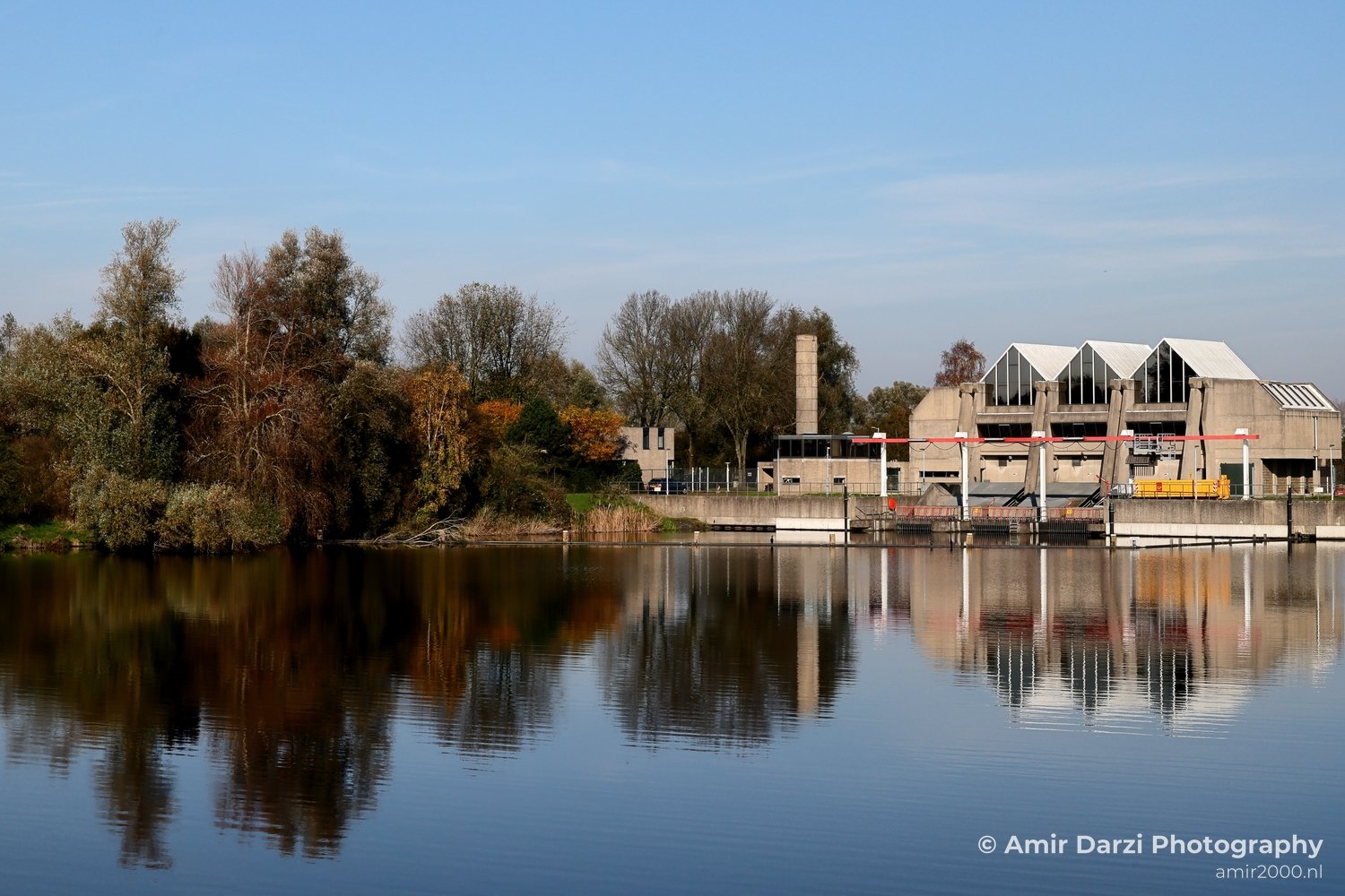 Boezemgemaal Halfweg reflection Historic Water Pumping Station Amsterdam Fall Cityscape Netherlands in Amsterdam Netherlands