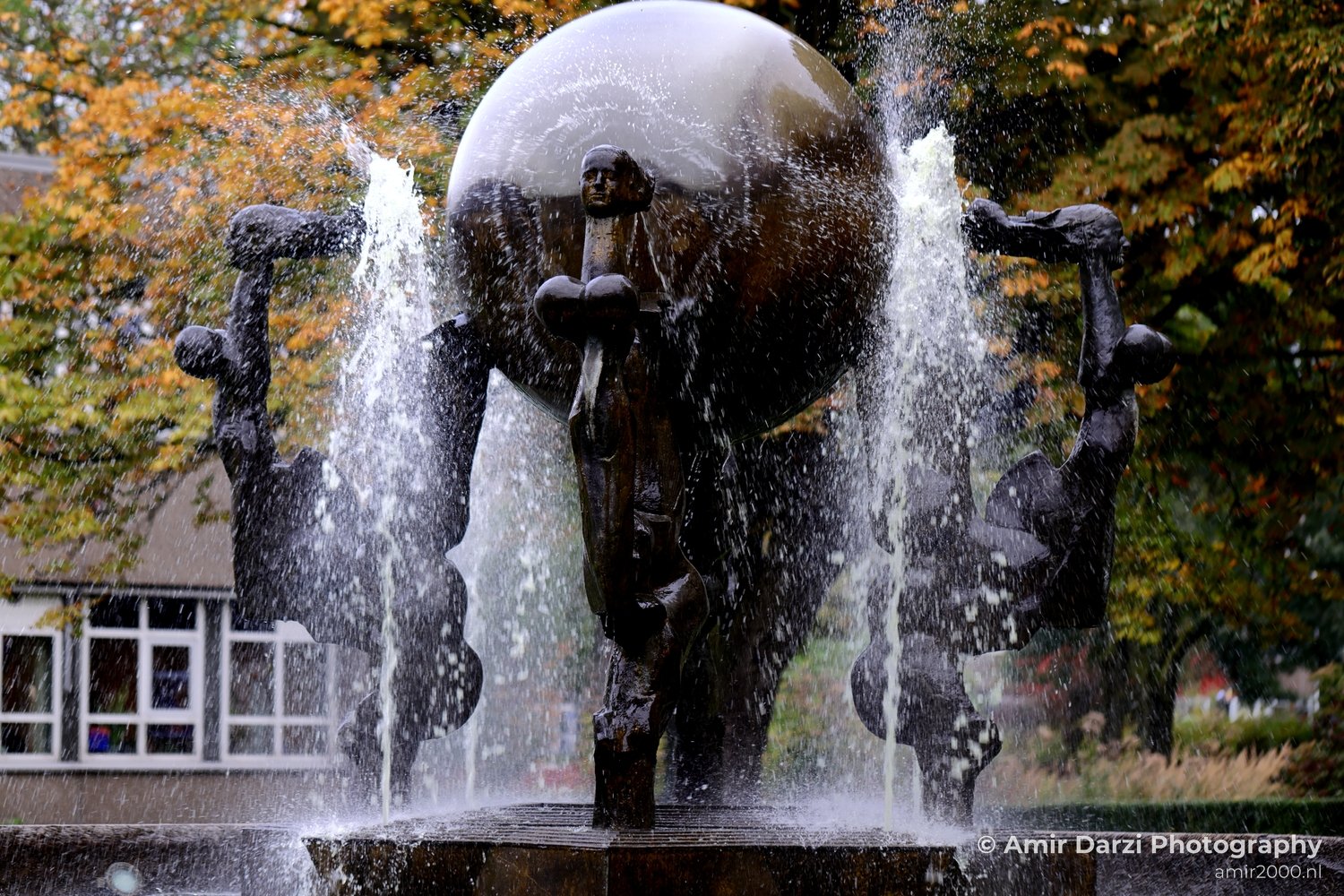 Marineterrein Bear fountain autumn colors Amsterdam fall Urban Street Cityscape Netherlands in Amsterdam Netherlands