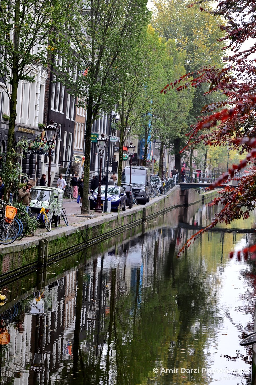 Marineterrein Sailboat canal picturesque scene Amsterdam fall Urban Street Cityscape Netherlands in Amsterdam Netherlands