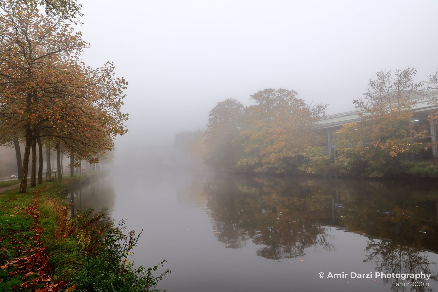 Mauritskade in autumn mist scene Amsterdam fall Urban Street Cityscape Netherlands in Amsterdam Netherlands