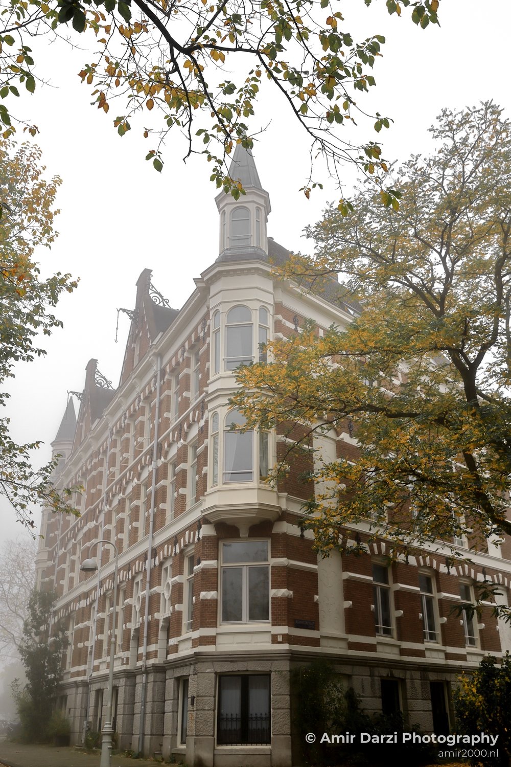 Misty Alexanderkade canal scene Amsterdam fall Urban Street Cityscape Netherlands in Amsterdam Netherlands