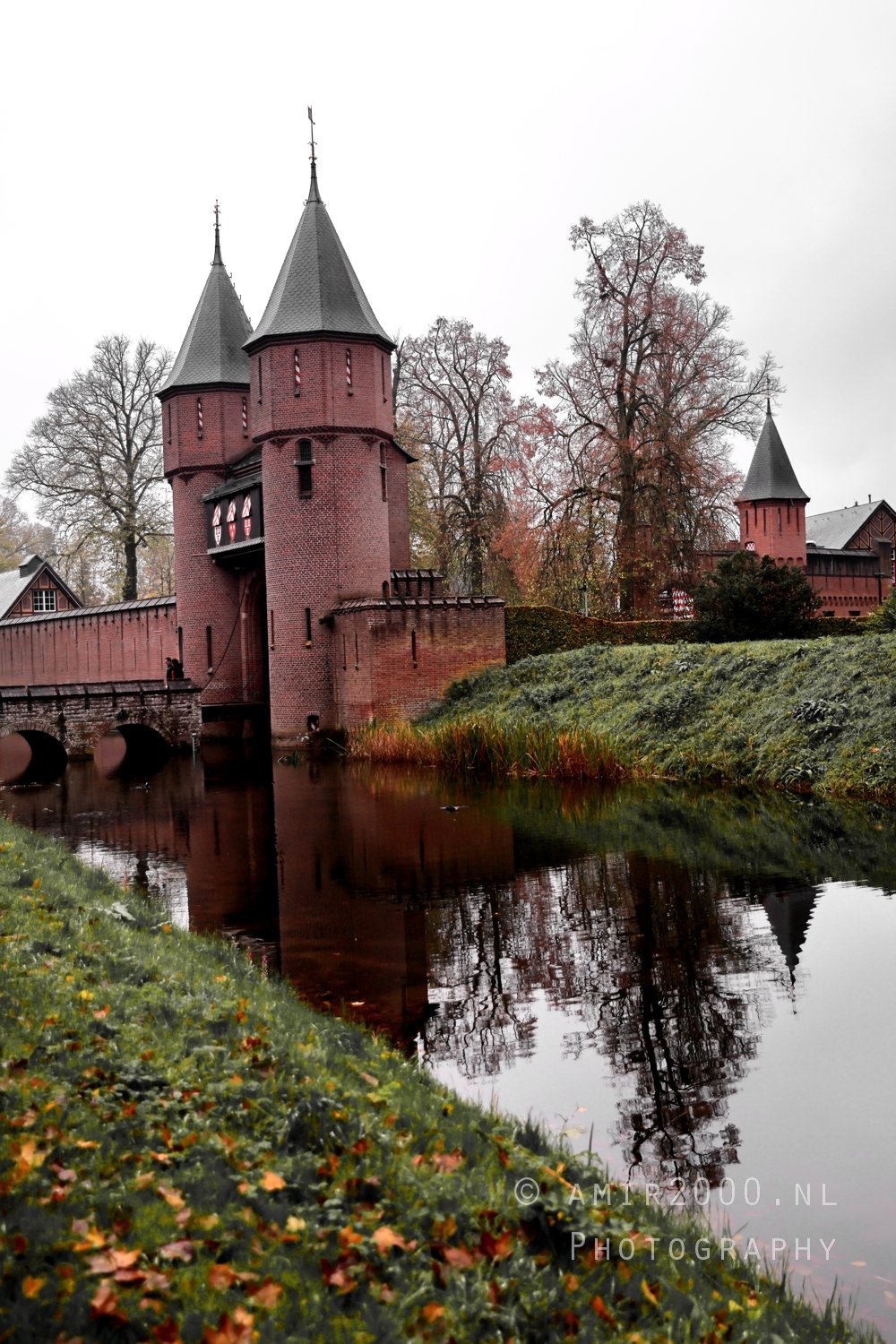 Castle De Haar Trees Reflected In Moat Scenic Landscape in Utrecht Netherlands from nature series