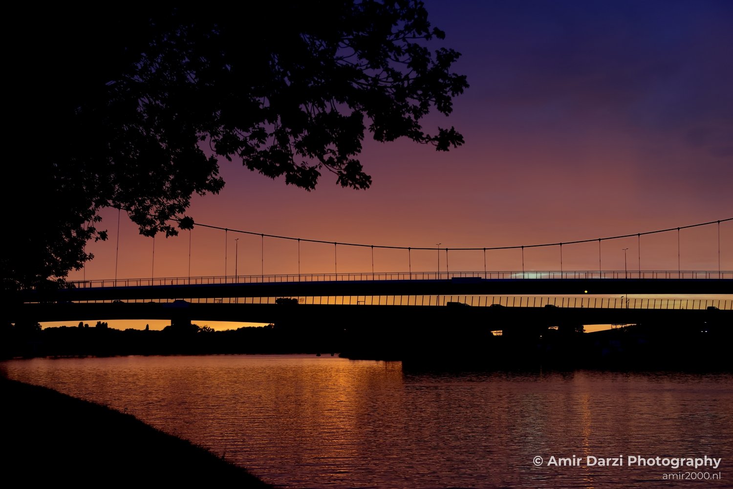 Nesciobrug Bicycle Bridge and Amsterdam Rijnkanaal At Sunset Amsterdam Netherlands Cityscape Photo 2