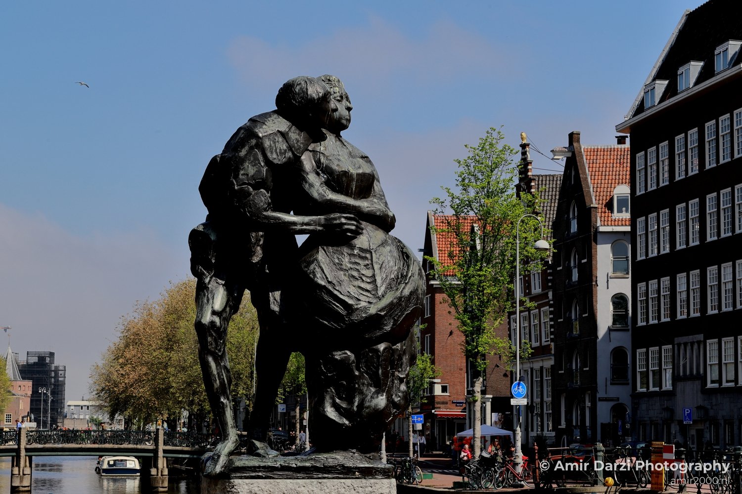 Urban scenery statue Amsterdam Netherlands Cityscape