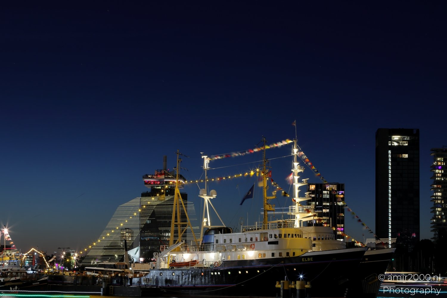Harbor lights long exposure images Sail 2025 750 to the city Amsterdam Netherlands Night Photo 3