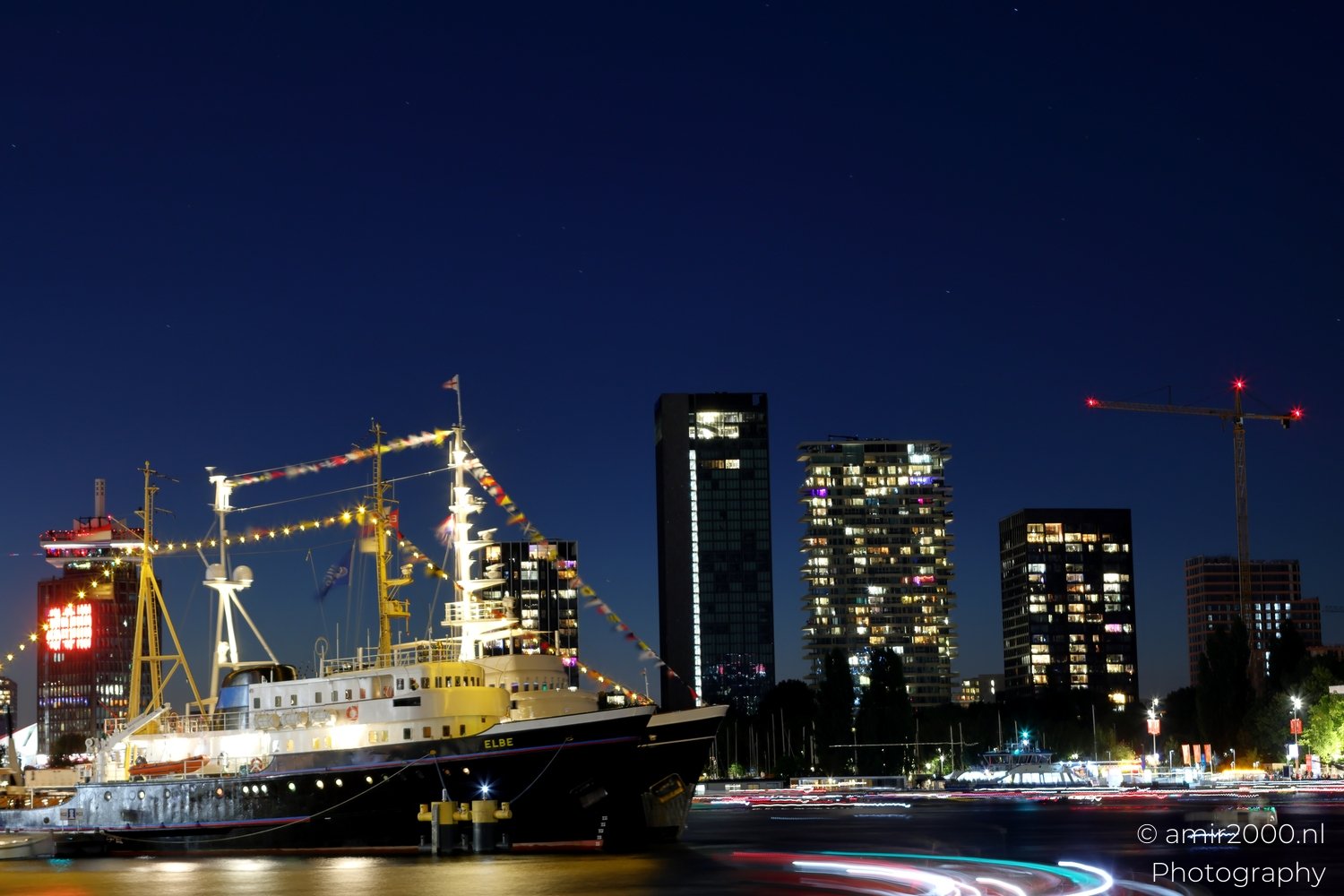 Harbor lights long exposure images Sail 2025 750 to the city Amsterdam Netherlands Night Photo 5
