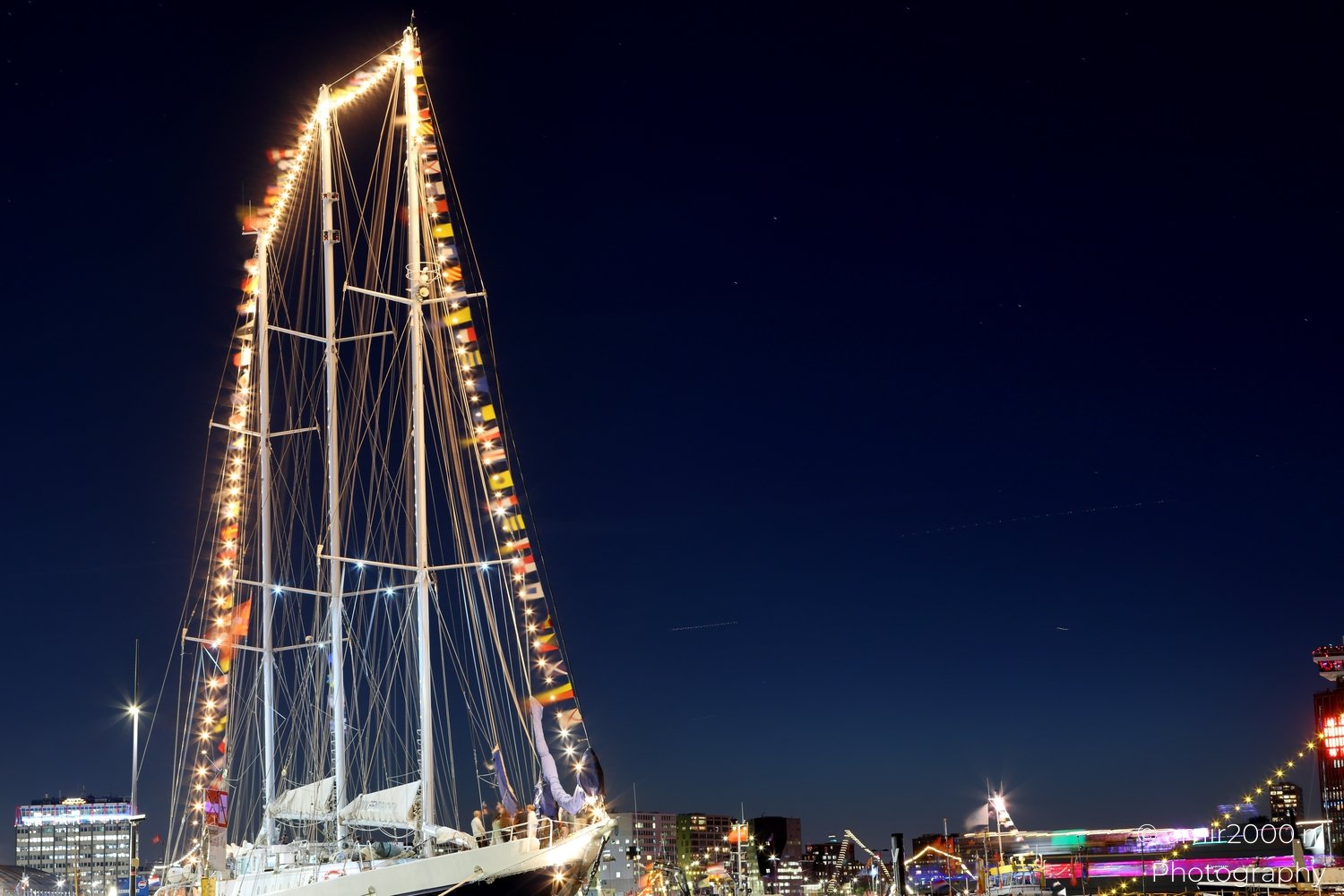 Harbor lights long exposure images Sail 2025 750 to the city Amsterdam Netherlands Night Photo 6