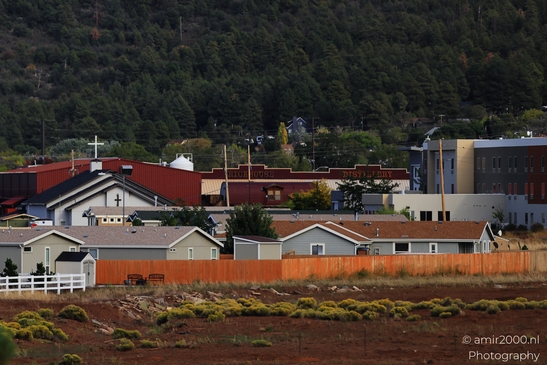 Small places on the go road trip in Arizona USA. A small town in Arizona, with a church at its - image from year 2025 #004