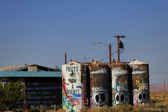 Small places on the go road trip in Arizona USA. The abandoned gas station in Arizona, with its - image from year 2025 #024