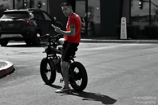 Man On Motorcycle in Las Vegas Nevada USA. A man on a motorcycle in Las Vegas, Nevada. - image from year 2025 #001
