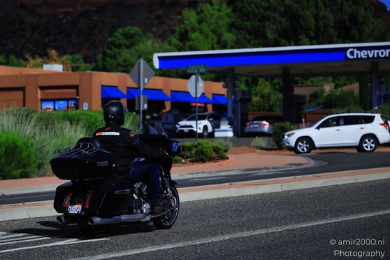 Motorcycle Rider Sedona Arizona The man is on his motorcycle, traveling along the road in image from year 2025 #2