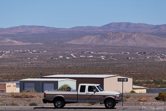 On The Way In Western USA in Transportation Collection. A white pickup truck parked on the side - image from year 2025 #023