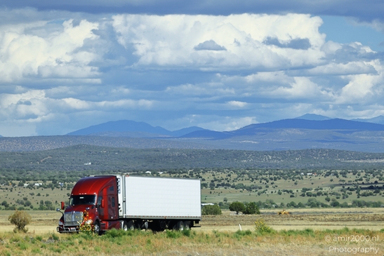 Trucks In Arizona in Transportation Collection. A semi-truck on a highway in the desert. - image from year 2025 #004