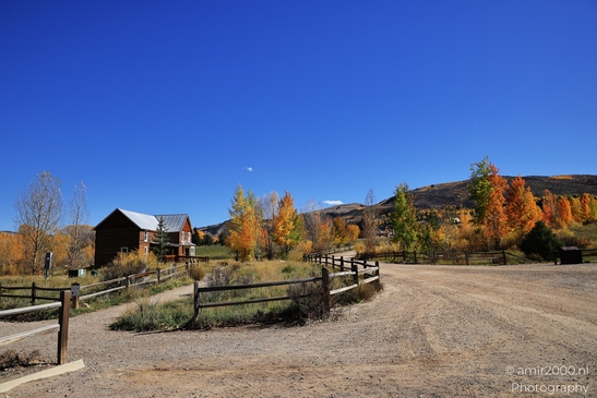 Rustic wooden barn and house surrounded by colorful trees under clear blue sky. image from year 2025 #24