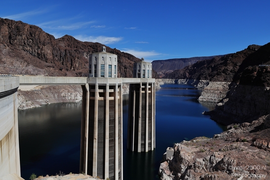 Hydroelectric power plant in Hoover Dam Nevada Arizona USA. The concrete dam in the desert, a - image from year 2025 #012