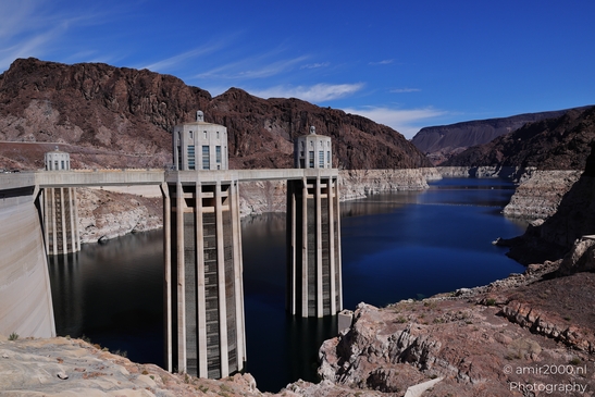 Hydroelectric power plant in Hoover Dam Nevada Arizona USA. A concrete dam with three turbines, - image from year 2025 #014