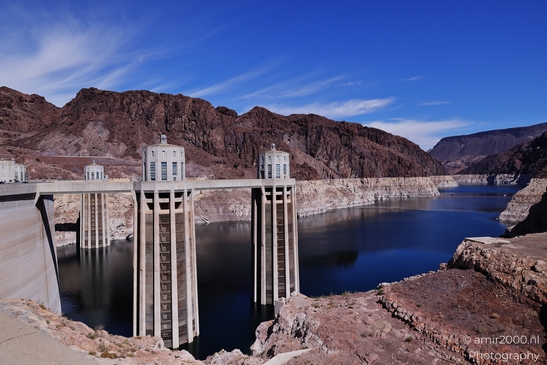 Hydroelectric power plant in Hoover Dam Nevada Arizona USA. The concrete pillars of the dam - image from year 2025 #016