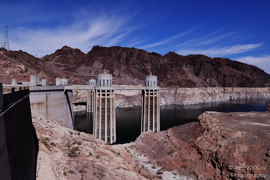 Hydroelectric power plant in Hoover Dam Nevada Arizona USA. The dam's silhouette stands stark - image from year 2025 #018