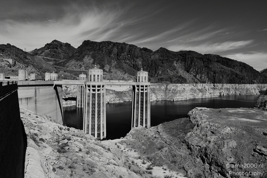 Hydroelectric power plant in Hoover Dam Nevada Arizona USA. The concrete pillars of the Hoover - image from year 2025 #019