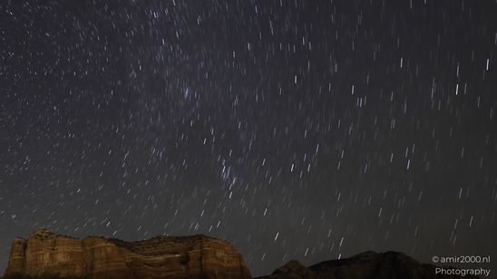 Starry Night In Bell Rock in Sedona Arizona USA. The starry night sky above the rock formation - image from year 2025 #011