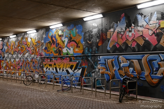 Vibrant graffiti art on wall in Amsterdam's Dijksgracht tunnel in Amsterdam Netherlands. . - image from year 2025 #009