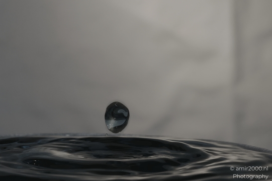A single water droplet splashes against a backdrop of ripples, creating an ephemeral crown in - image from year 2025 #034
