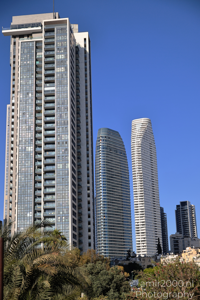 Exchange Ramat Gan skyscrapers standing behind district towers in Ramat Gan