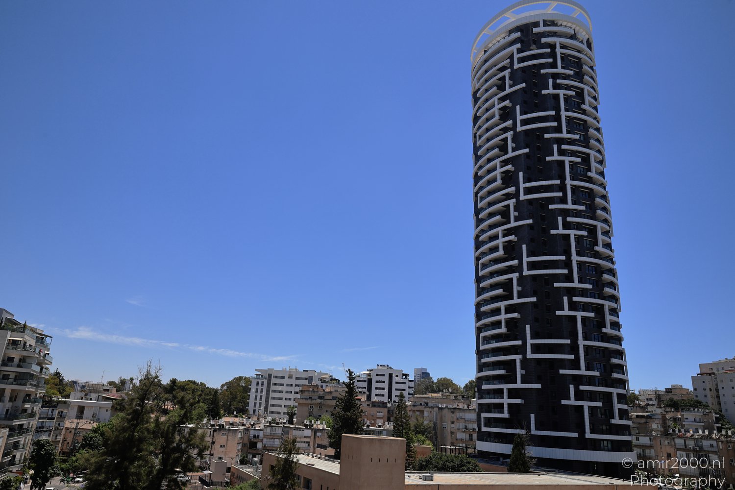 Metro Tower breaking the surrounding roofline in Ramat Gan, Israel