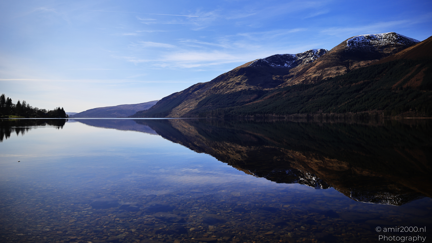 Loch Lochy mountain reflection stretching along the Scottish Highlands