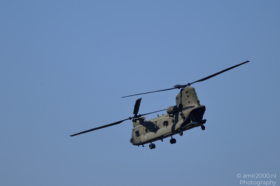 Boeing CH-47 Chinook of the Royal Netherlands Air Force seen in flight during a low pass over - image from year 2026 #003