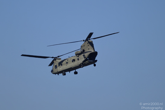Boeing CH-47 Chinook of the Royal Netherlands Air Force banking across the sky with the Royal - image from year 2026 #004