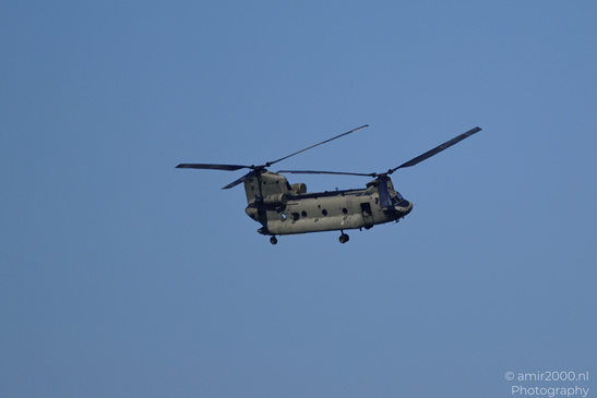 Boeing CH-47 Chinook of the Royal Netherlands Air Force seen in flight during a low pass over - image from year 2026 #008