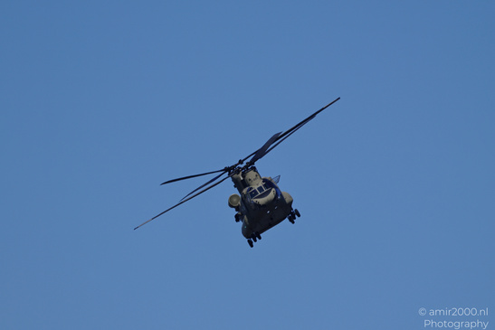 Boeing CH-47 Chinook of the Royal Netherlands Air Force banking across the sky with the Royal - image from year 2026 #009