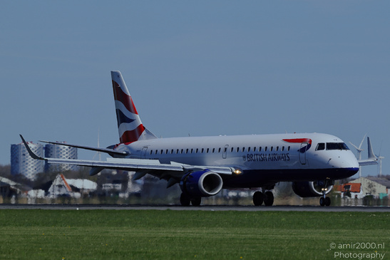 A British Airways airplane on a runway with its landing gear deployed and smoke visible near the - image from year 2026 #003