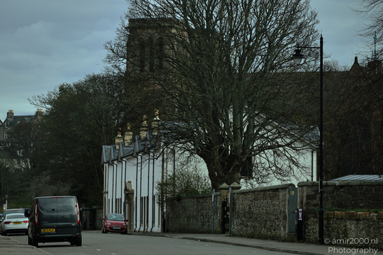 Scottish City Inverness a street view with a tall, leafless tree and a historic building. - image from year 2026 #002