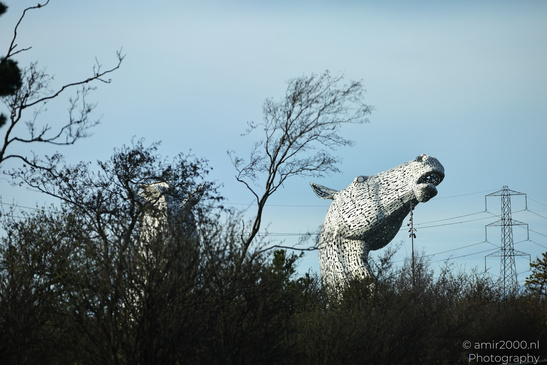 Clearly shows a large sculpture of a horse's head in Scotland United Kingdom. - image from year 2026 #001