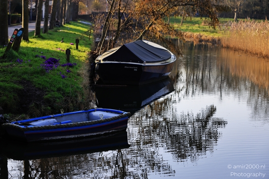 Canals waterways beside water reflection in Overveen, Netherlands from an alternate angle. image from year 2026 #2