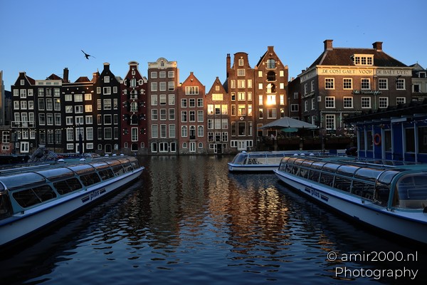 Damrak Canal Houses At Golden Hour Amsterdam Netherlands Cityscape Photography Canon EOS R5 Mark II 2026 001
